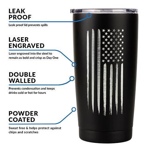 20oz American Flag Tumbler - Insulated Stainless Steel