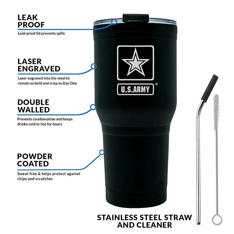 30 oz Army Black Double Wall Vacuum Insulated Stainless Steel Army Tumbler Travel Mug